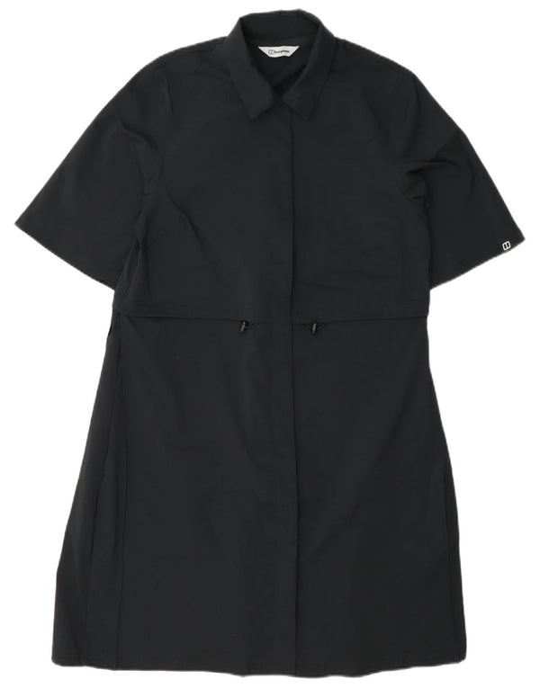 Vestido camisa feminino de mangas curtas Berghaus Reino Unido 8 pequeno azul marinho