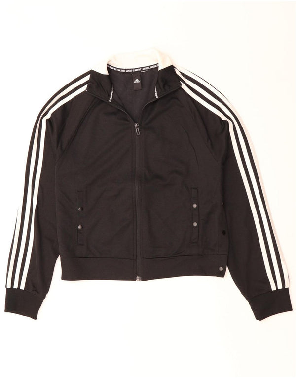 ADIDAS Womens Tracksuit Top Jacket UK 14 Médio Preto Poliéster