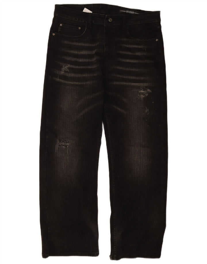 Calça jeans reta masculina GUESS W36 L30 algodão preto