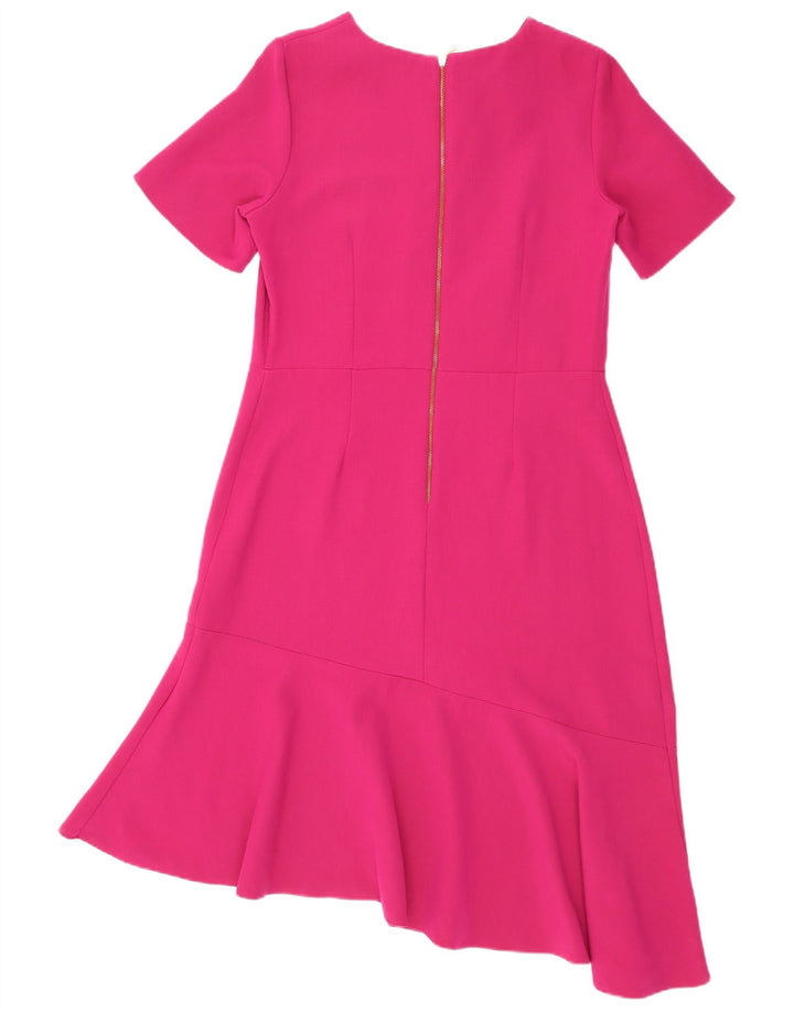 CLOSET Vestido feminino assimétrico assimétrico Reino Unido 16 grande poliéster rosa