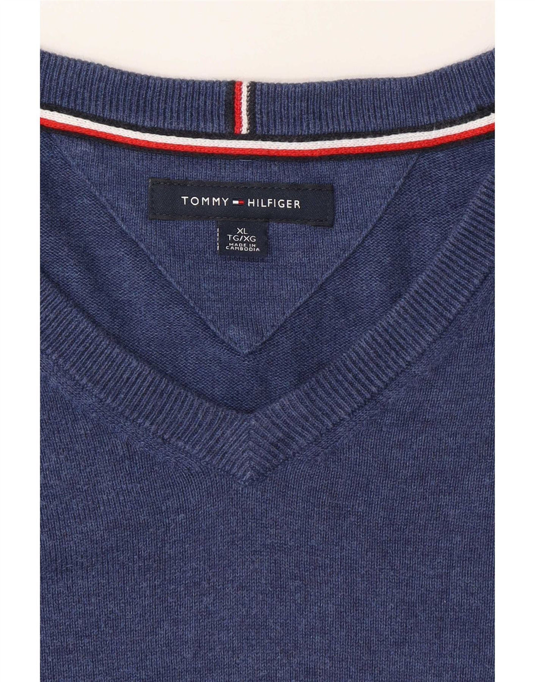 Suéter masculino Tommy Hilfiger com decote em V XL azul clássico