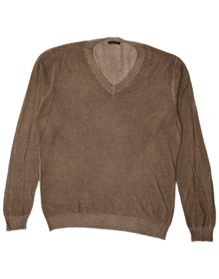 Suéter masculino Sisley com decote em V grande marrom