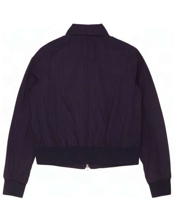 Jaqueta bomber feminina Playlife Reino Unido 16 grande poliéster listrado azul marinho