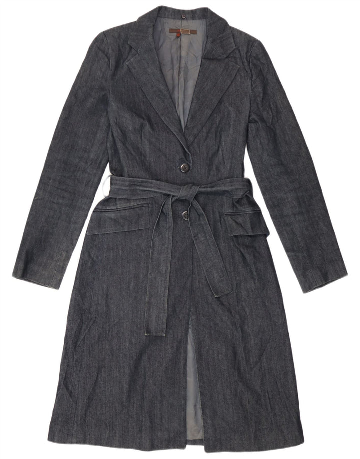 Sobretudo feminino Zara UK 12 algodão azul marinho médio