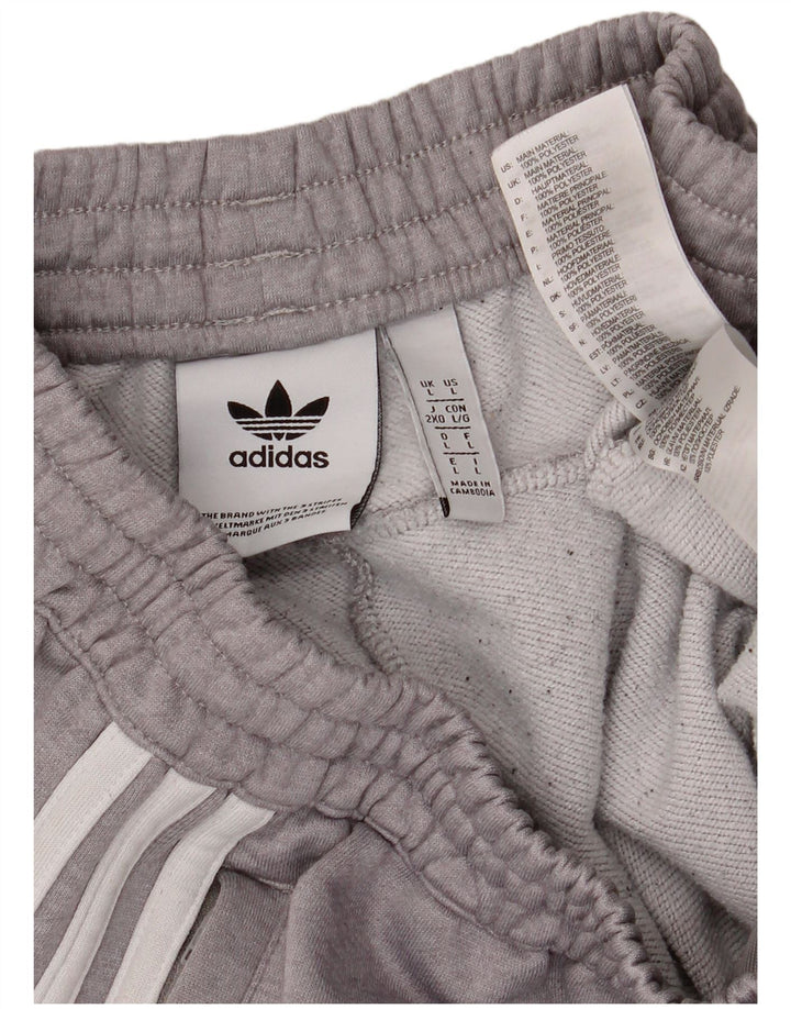 Calça de treino masculina Adidas Joggers grande poliéster cinza