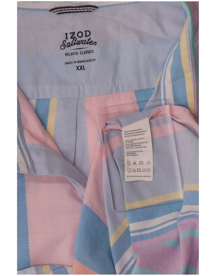 IZOD Camisa masculina clássica relaxada 2XL algodão listrado multicolorido