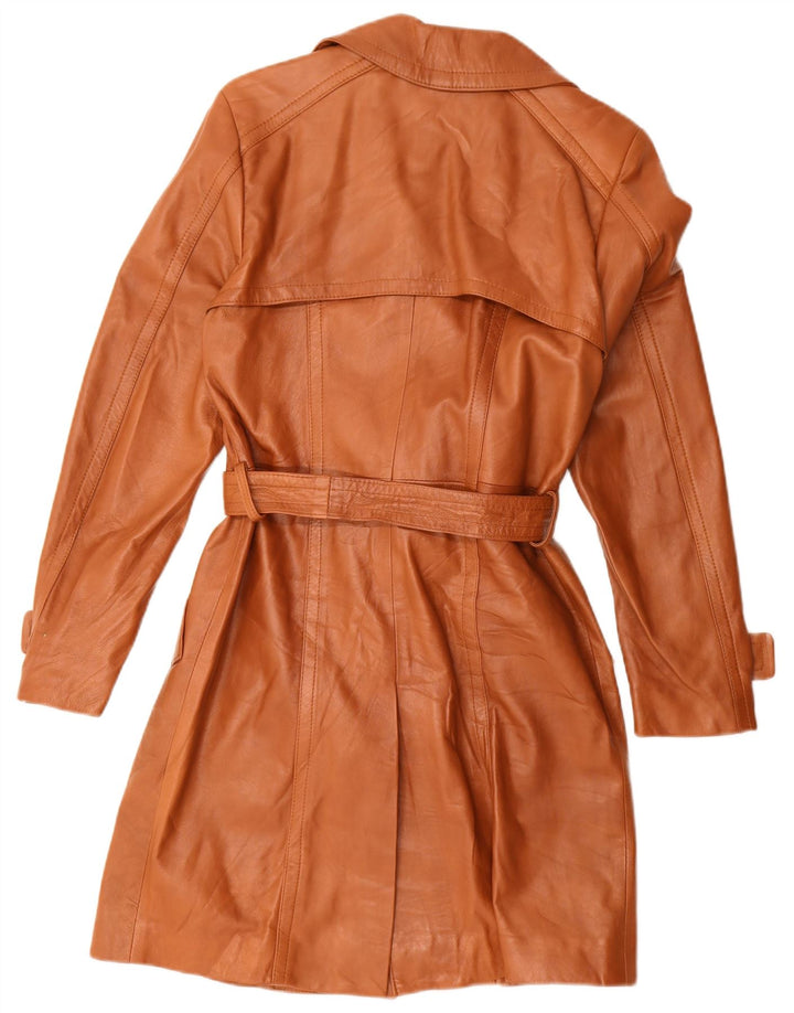 Casaco de couro feminino vintage Reino Unido 10 couro marrom pequeno
