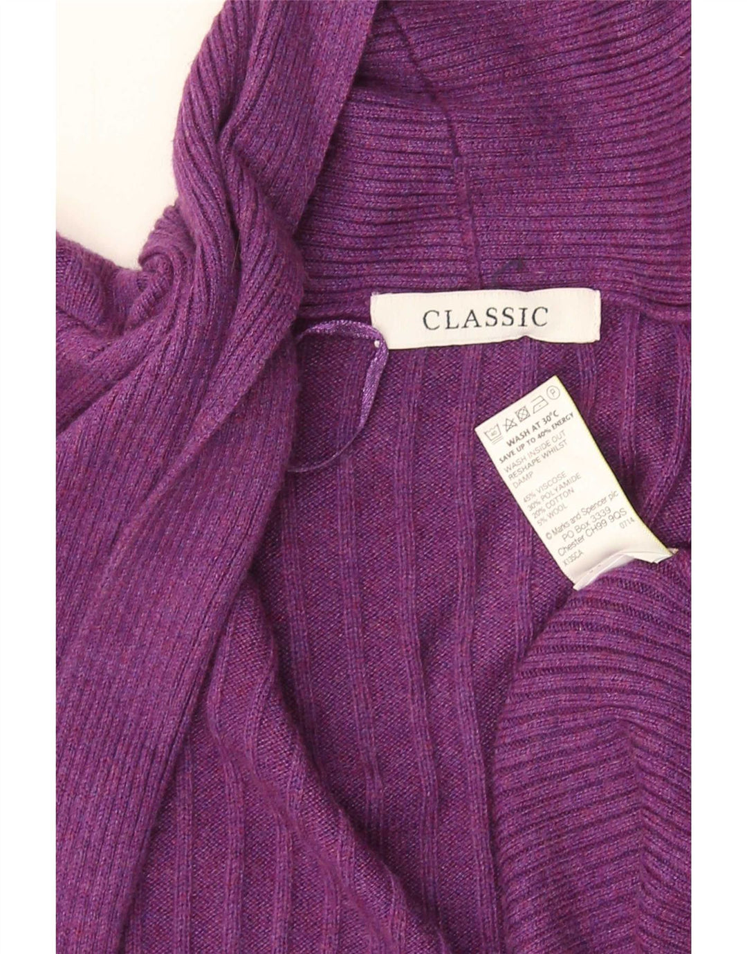 Suéter cardigã aberto feminino Marks & Spencer UK 14 viscose roxa média