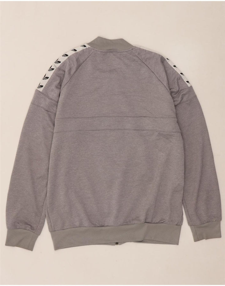 ADIDAS Mens Graphic Tracksuit Top Jacket Grande Cinza Colorblock Poliéster