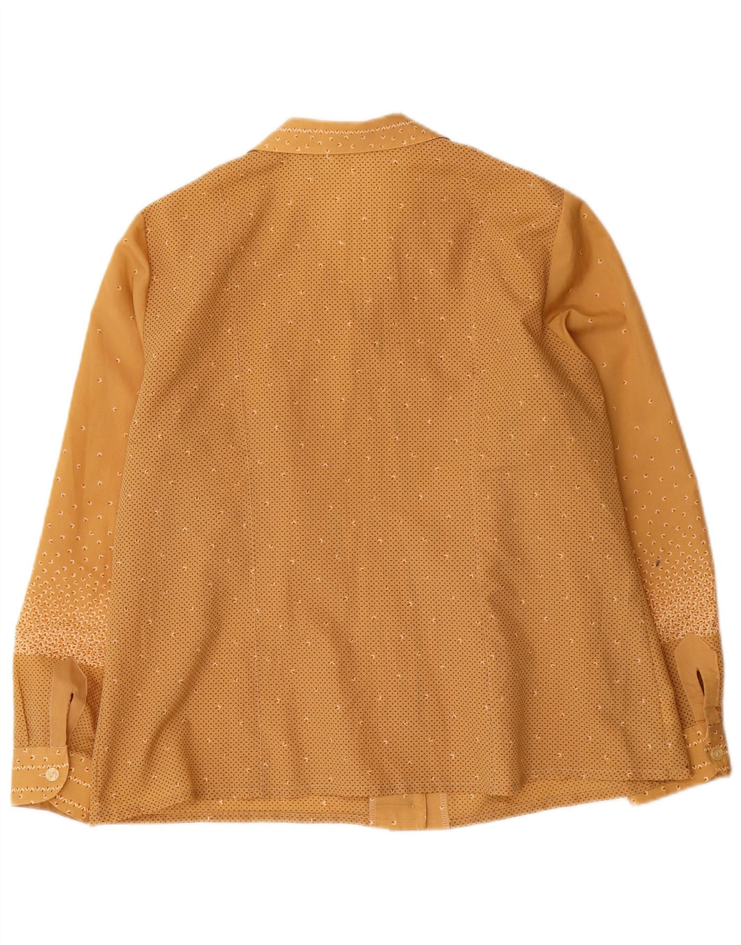 Blusa feminina vintage UK 14 grande poliéster geométrico marrom