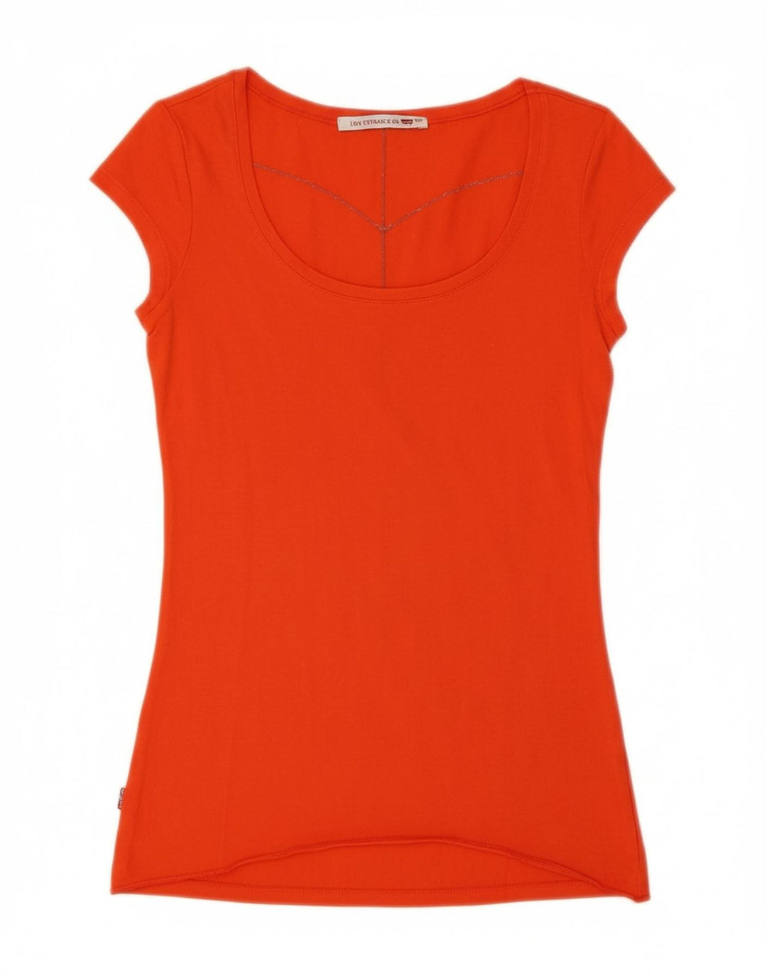 Camiseta feminina LEVI'S UK 8 pequeno algodão laranja