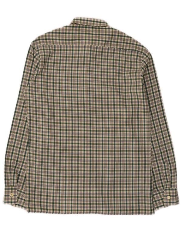 Camisa de flanela masculina vintage pequena poliéster xadrez verde