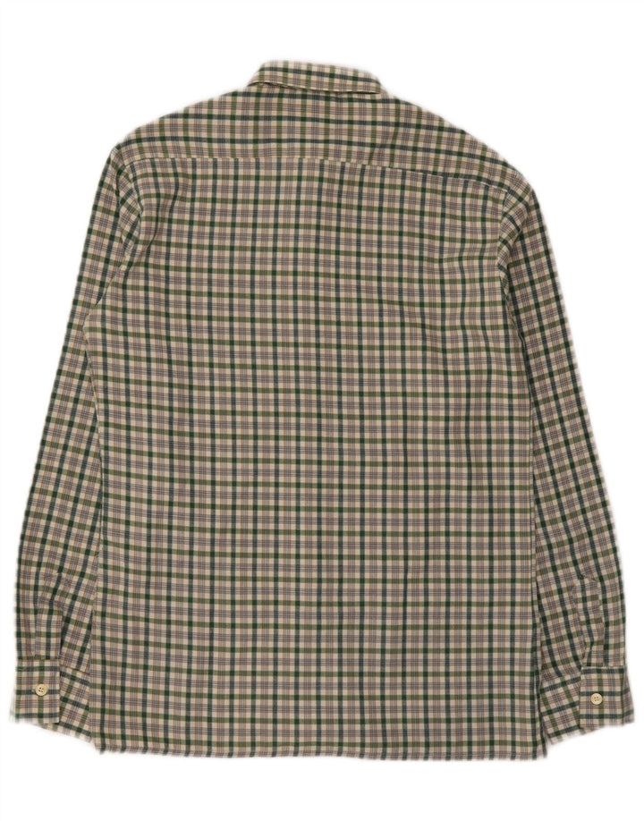 Camisa de flanela masculina vintage pequena poliéster xadrez verde