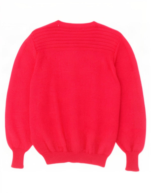 Suéter cardigã feminino vintage grande Reino Unido 14 mohair rosa médio