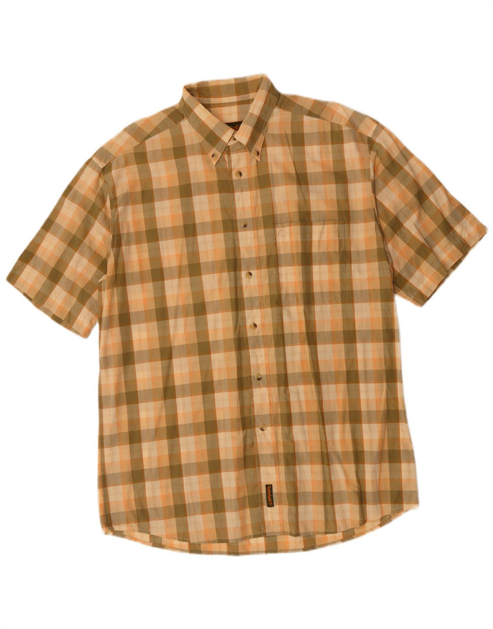 Camisa masculina TIMBERLAND de algodão xadrez cáqui médio