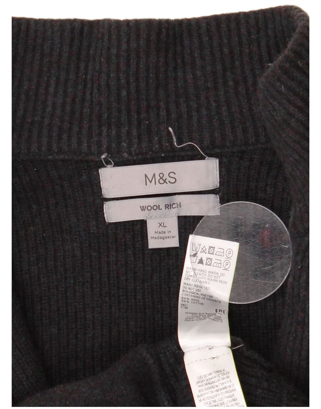 Suéter cardigã feminino Marks & Spencer Reino Unido 18 XL lã preta