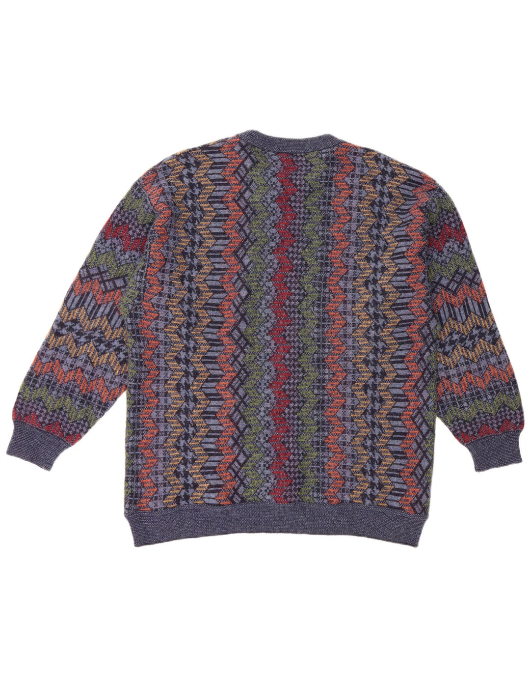 Suéter masculino CASSAN com gola canoa IT 52 grande lã Chevron azul marinho