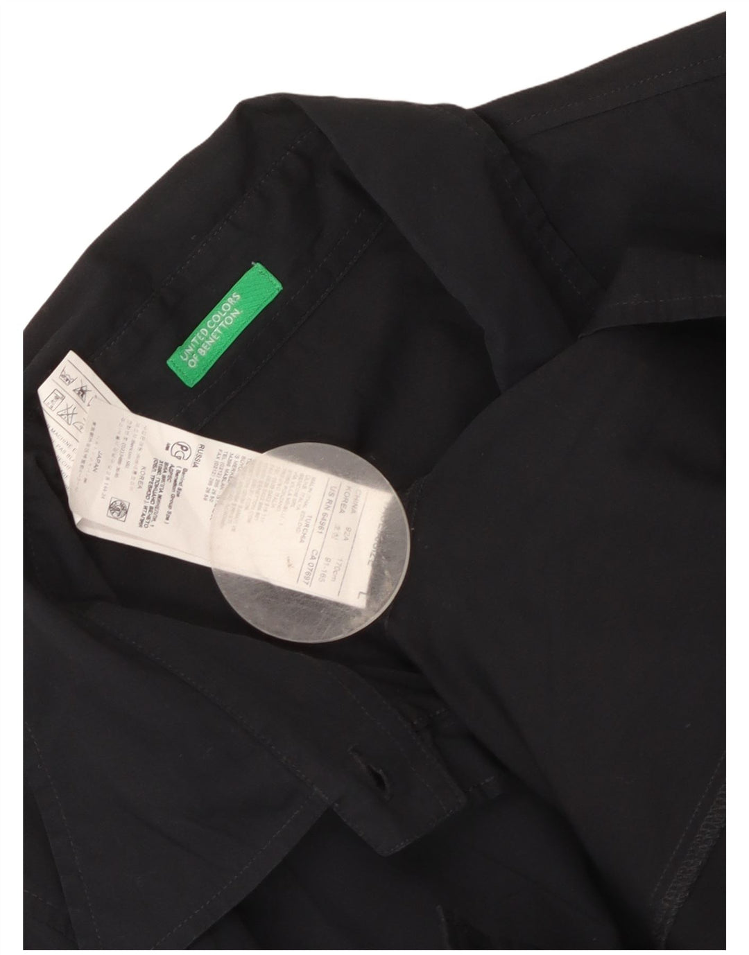 Camisa feminina Benetton UK 14 grande algodão preto