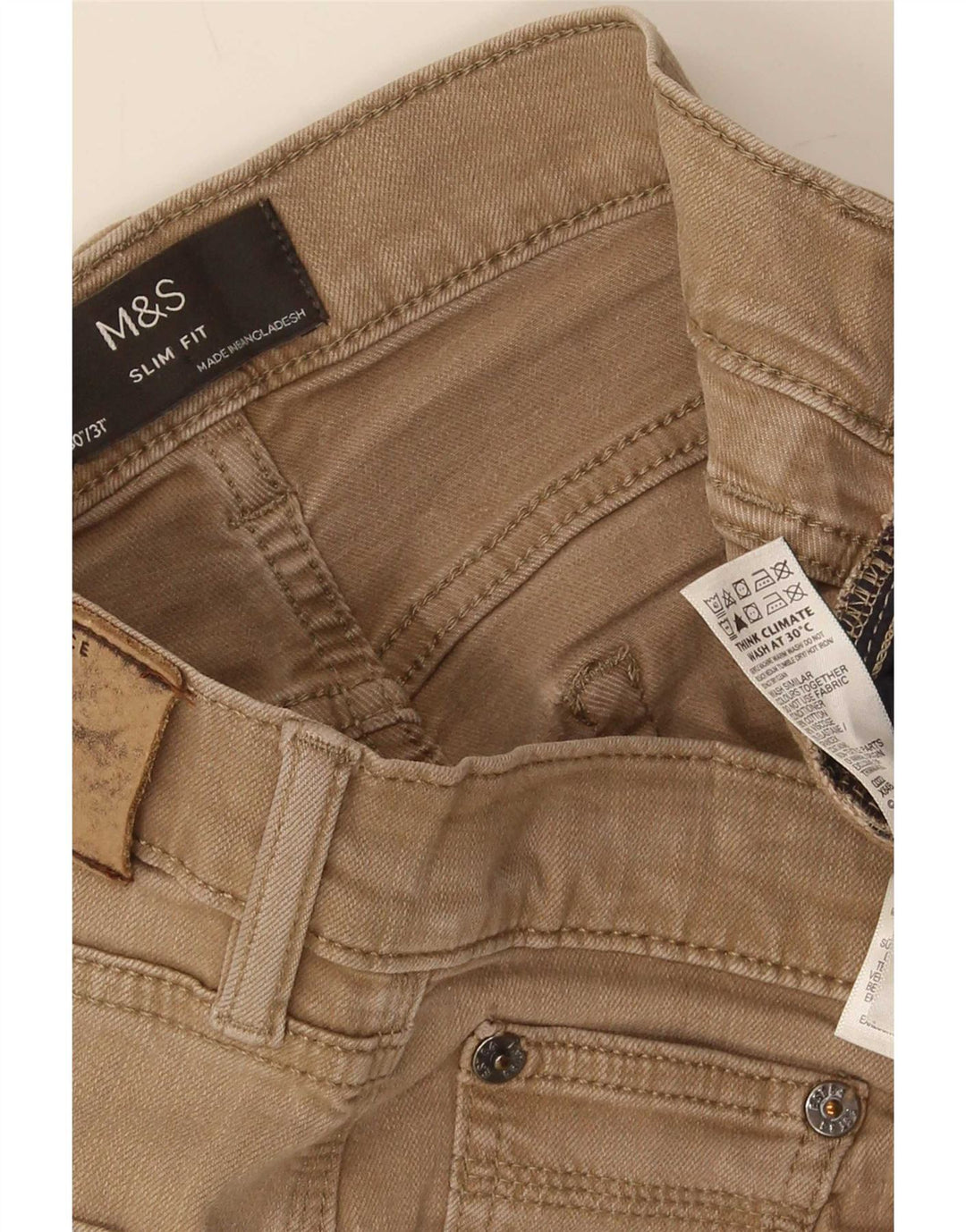 Marks & Spencer Mens Slim Jeans W30 L31 Algodão Marrom