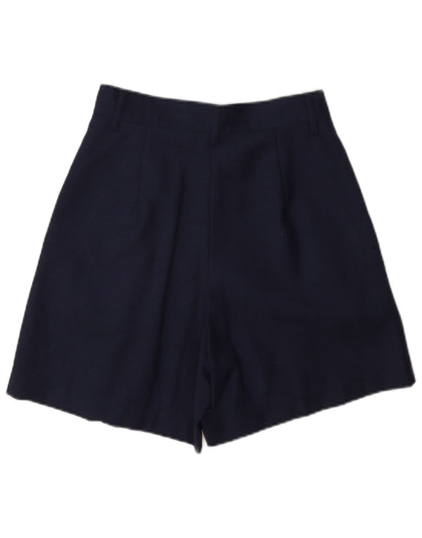Benetton Shorts feminino cintura alta com amarração casual IT 40 pequeno W26 azul marinho