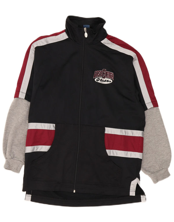 LOTTO Mens Loose Fit Tracksuit Top Jacket UK 36/38 Small Black Colourblock