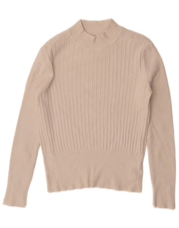 Suéter feminino Marks & Spencer com gola tartaruga e gola redonda Reino Unido 12 médio branco