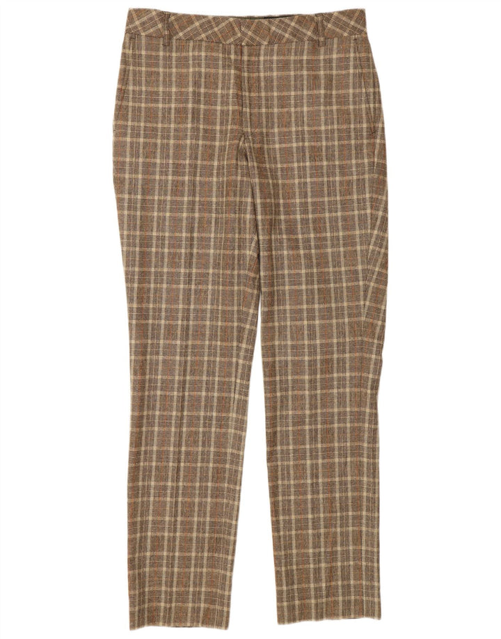 Calça masculina Ted Baker Slim Fit casual W30 L32 marrom xadrez lã