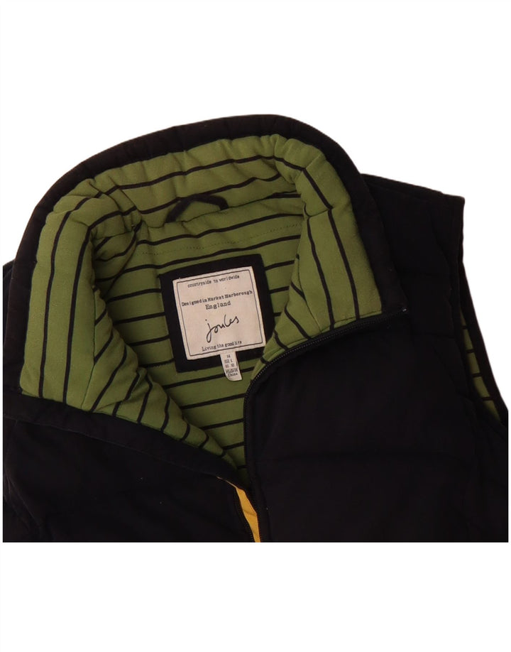 JOULES Colete acolchoado feminino UK 14 grande algodão azul marinho