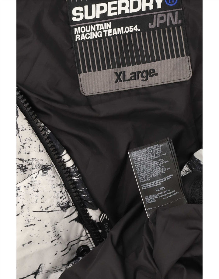 Jaqueta de esqui com capuz masculina Superdry UK 42 XL poliéster geométrico preto