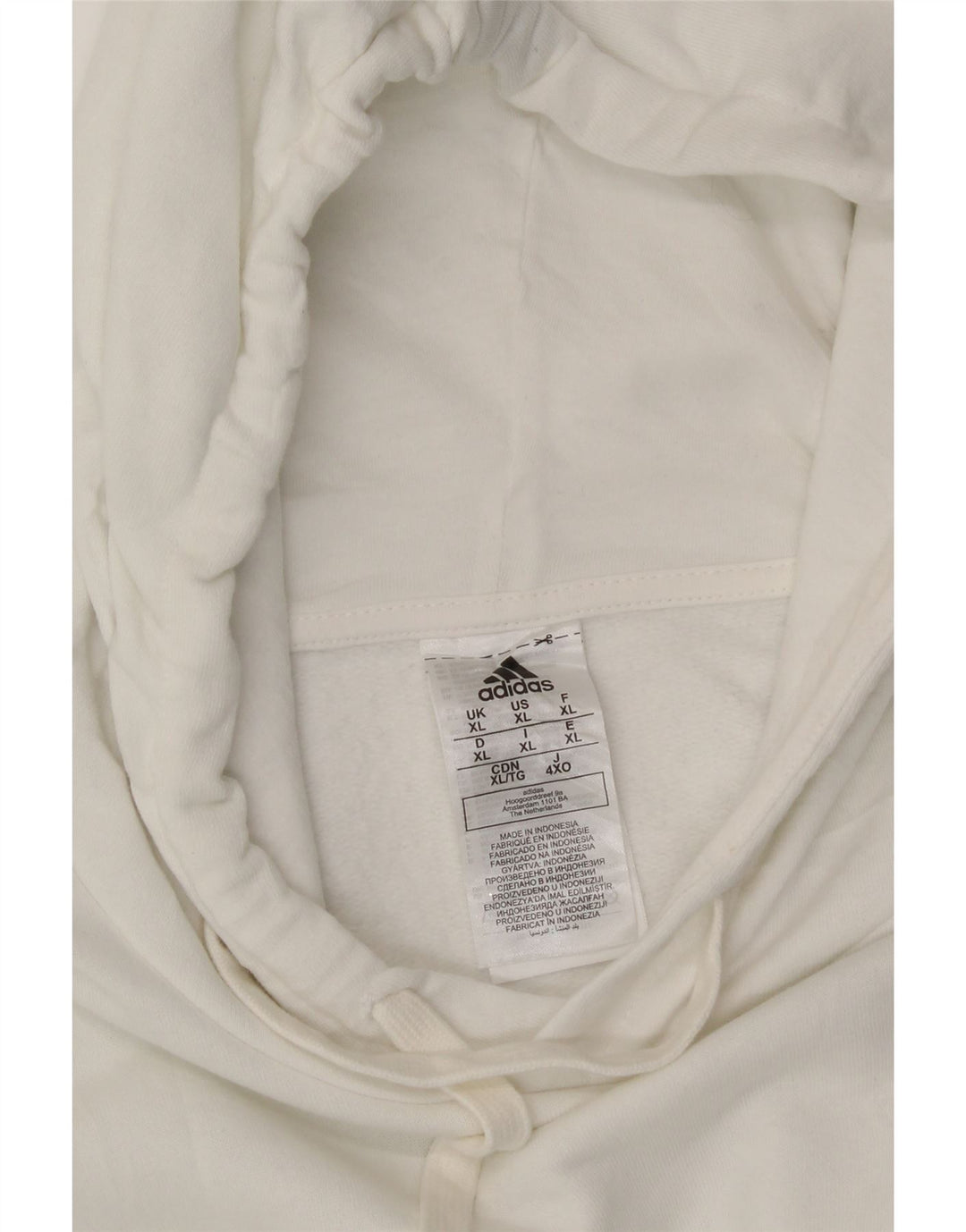 ADIDAS Mens Hoodie Jumper XL White Cotton Vintage Adidas and Second-Hand Adidas from Messina Hembry 