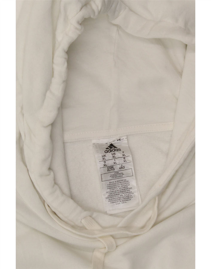 ADIDAS Mens Hoodie Jumper XL White Cotton Vintage Adidas and Second-Hand Adidas from Messina Hembry 