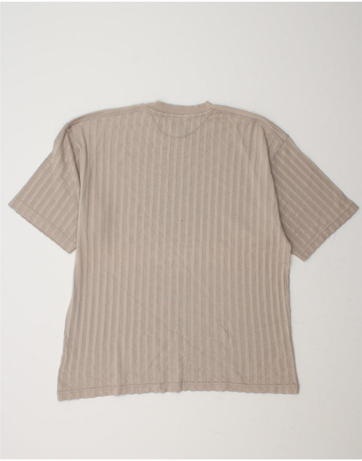 JOOP Mens T-Shirt Top XL Beige Striped Cotton Vintage Joop and Second-Hand Joop from Messina Hembry 