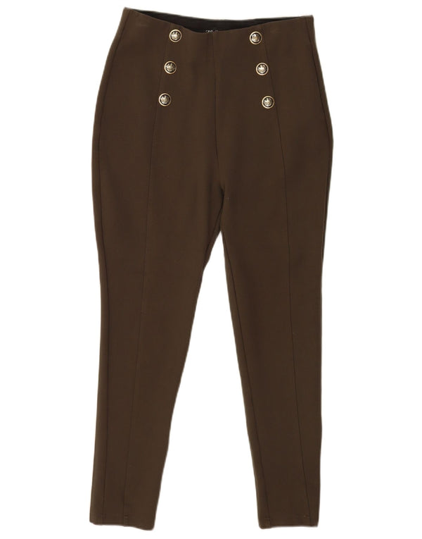 Zara Womens Crop Leggings UK 14 Grande Viscose Verde