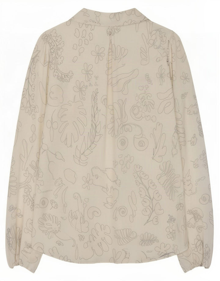 Pulôver feminino RIXO com gravata borboleta e blusa Reino Unido 14 médio branco floral viscose