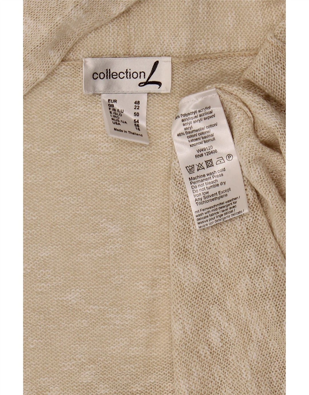 COLEÇÃO Suéter Cardigan Aberto Feminino UK 22 3XL Bege Salpicado