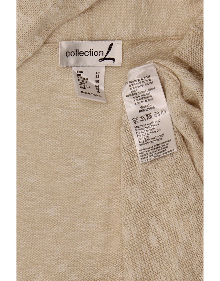 COLEÇÃO Suéter Cardigan Aberto Feminino UK 22 3XL Bege Salpicado