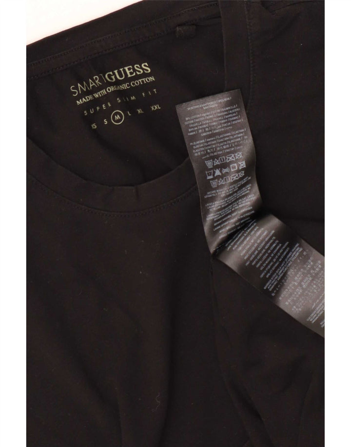 Guess Mens Camiseta Super Slim Fit Top Médio Algodão Preto