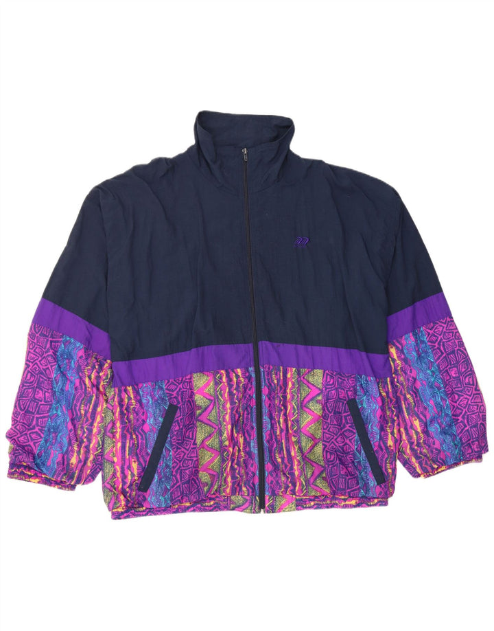 Jaqueta masculina de treino VINTAGE UK 46/48 XL azul marinho Colourblock Nylon