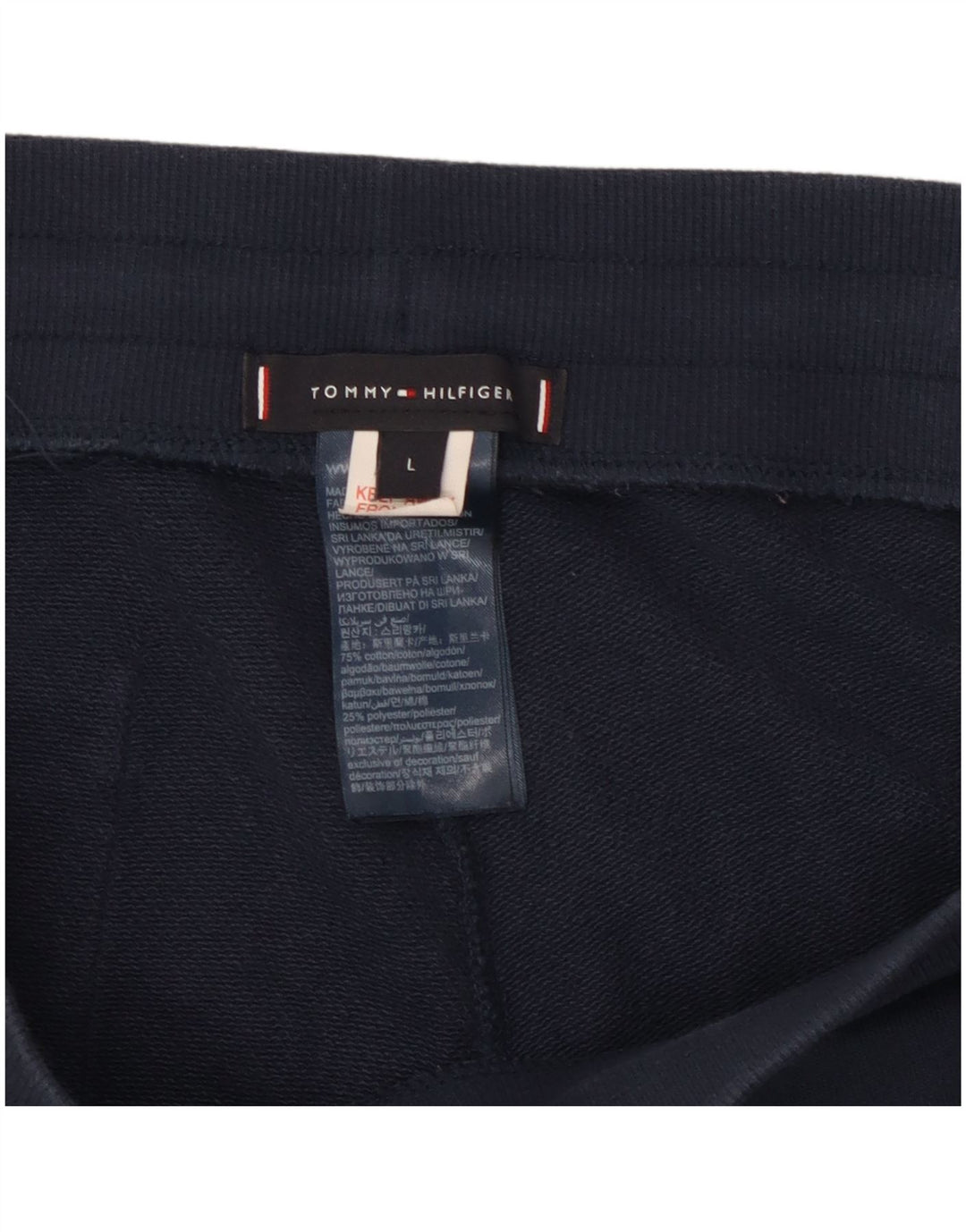 Calça esportiva masculina Tommy Hilfiger com estampa gráfica grande azul marinho