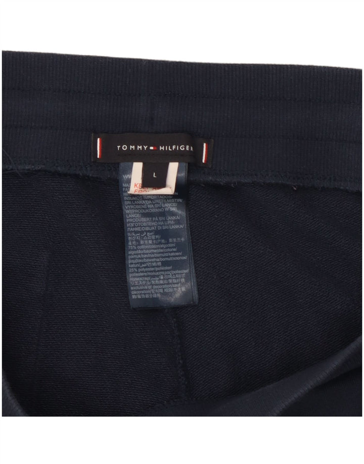 Calça esportiva masculina Tommy Hilfiger com estampa gráfica grande azul marinho