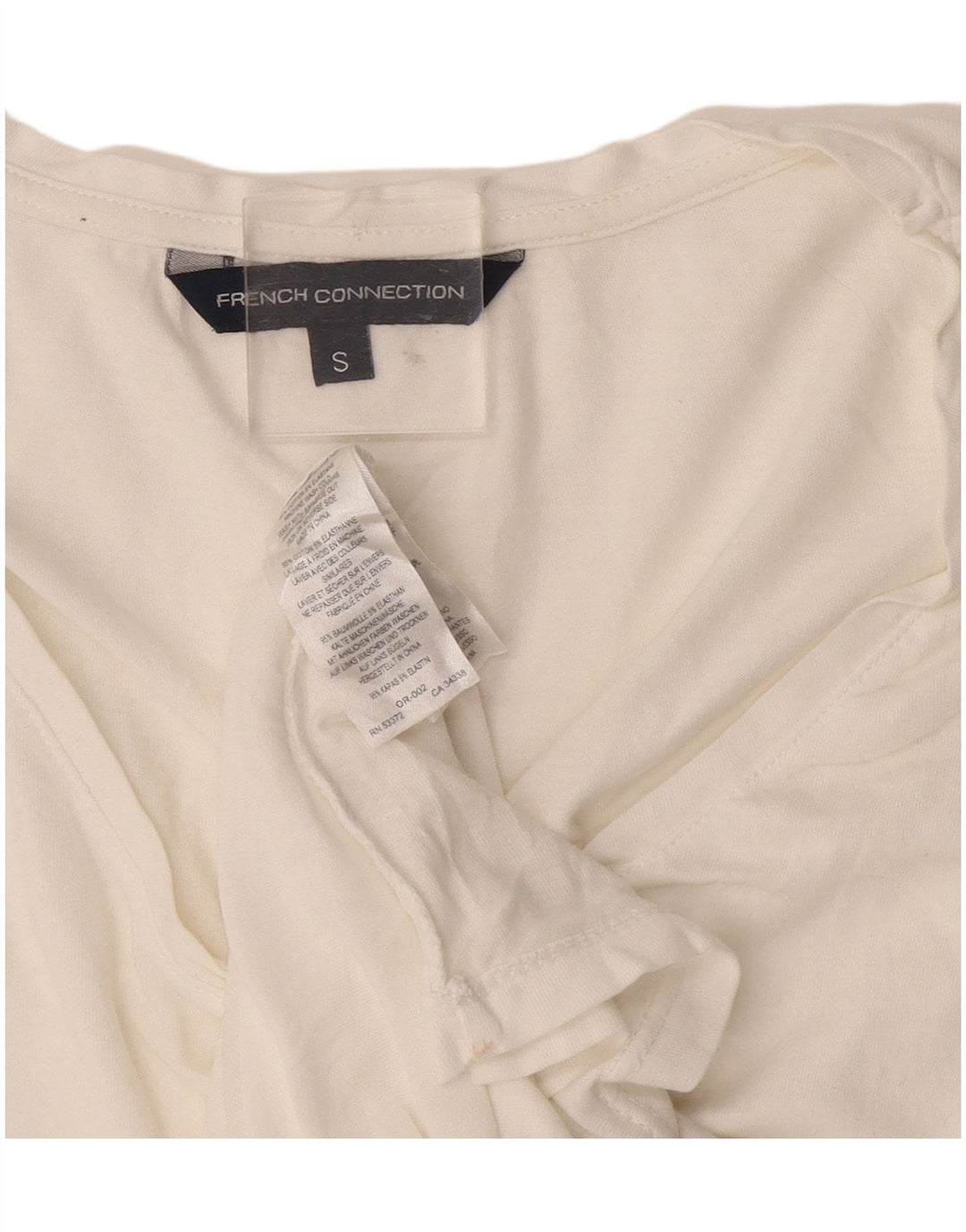 Camiseta feminina French Connection Top UK 10 algodão branco pequeno