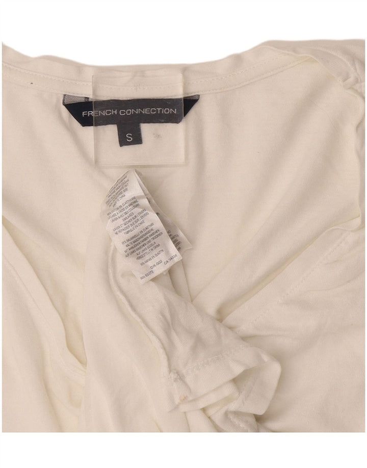Camiseta feminina French Connection Top UK 10 algodão branco pequeno