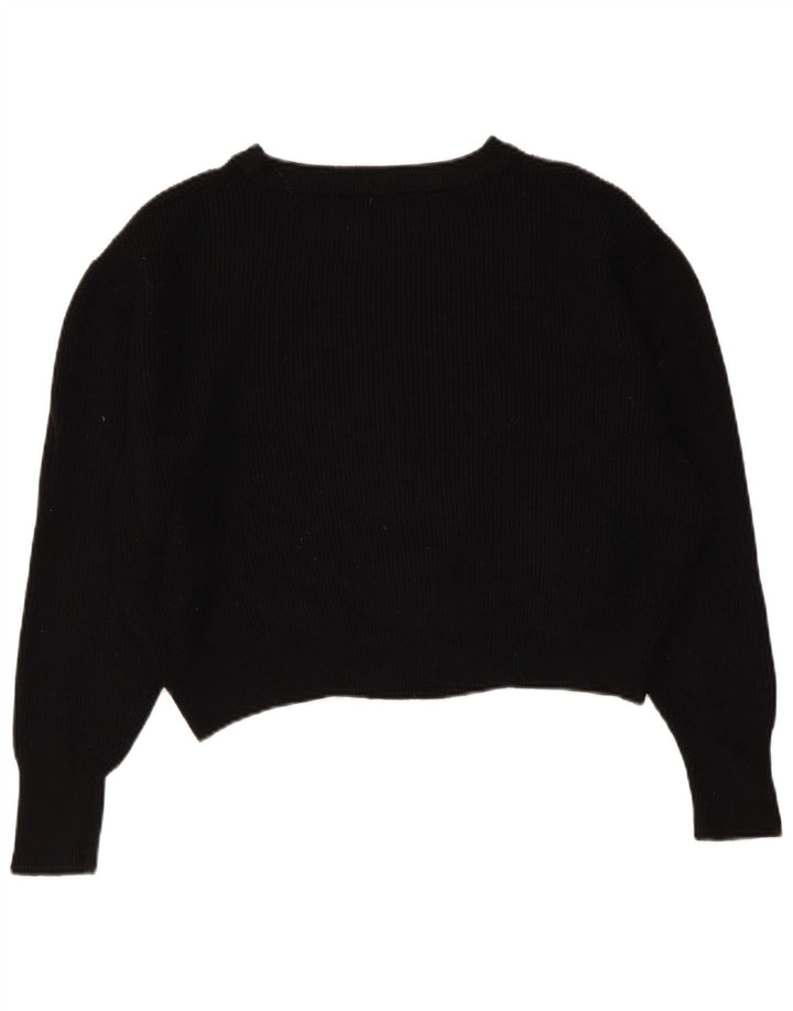 ZARA Suéter feminino superdimensionado com gola canoa Reino Unido 14 médio preto
