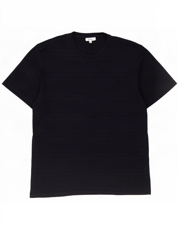 Camiseta masculina Reiss Top médio algodão listrado azul marinho