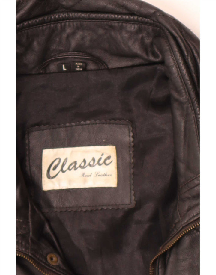 Jaqueta de couro masculina CLASSIC UK 40 grande preta