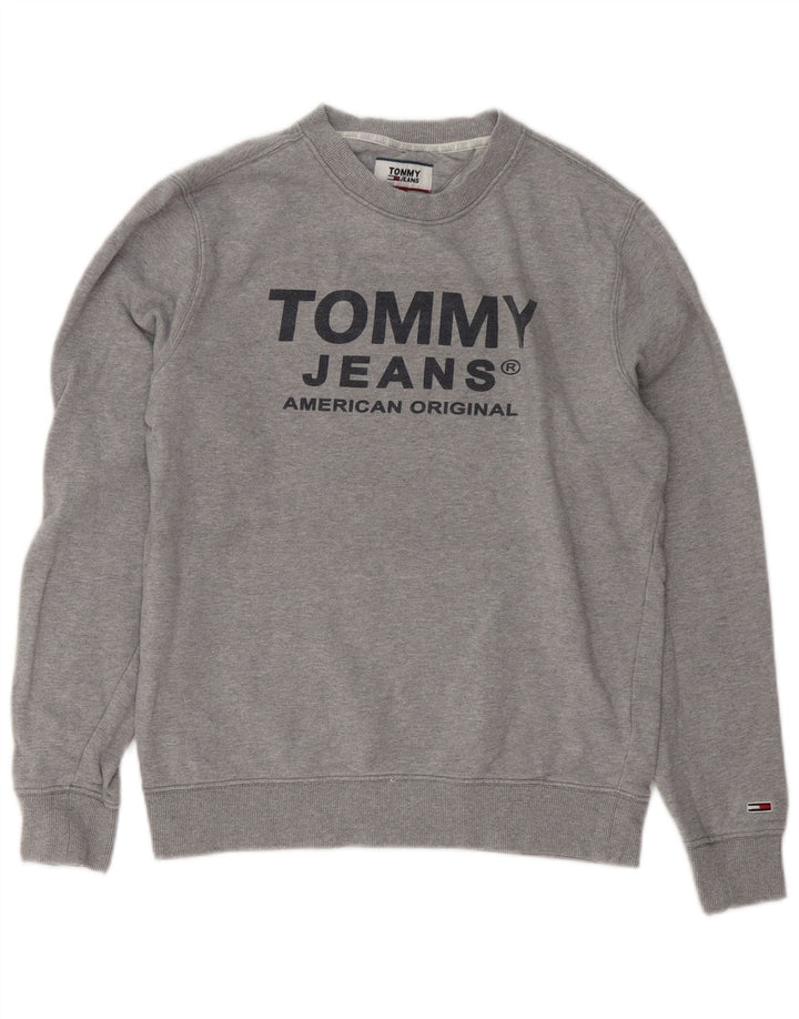 Tommy Hilfiger moletom gráfico masculino jumper pequeno algodão cinza