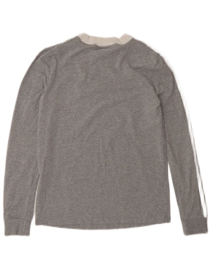 Top feminino Adidas manga comprida UK 8 pequeno algodão cinza