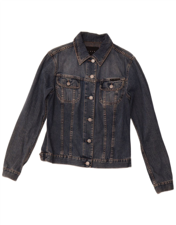 Jaqueta jeans feminina SISLEY Reino Unido 10 pequeno algodão azul marinho