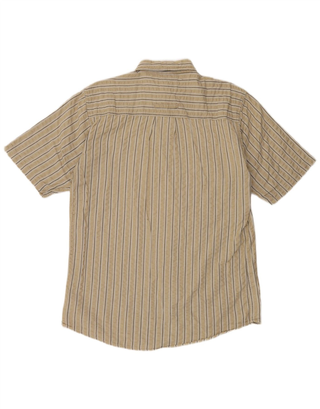 Camisa masculina de manga curta Angelo Litrico algodão listrado bege médio