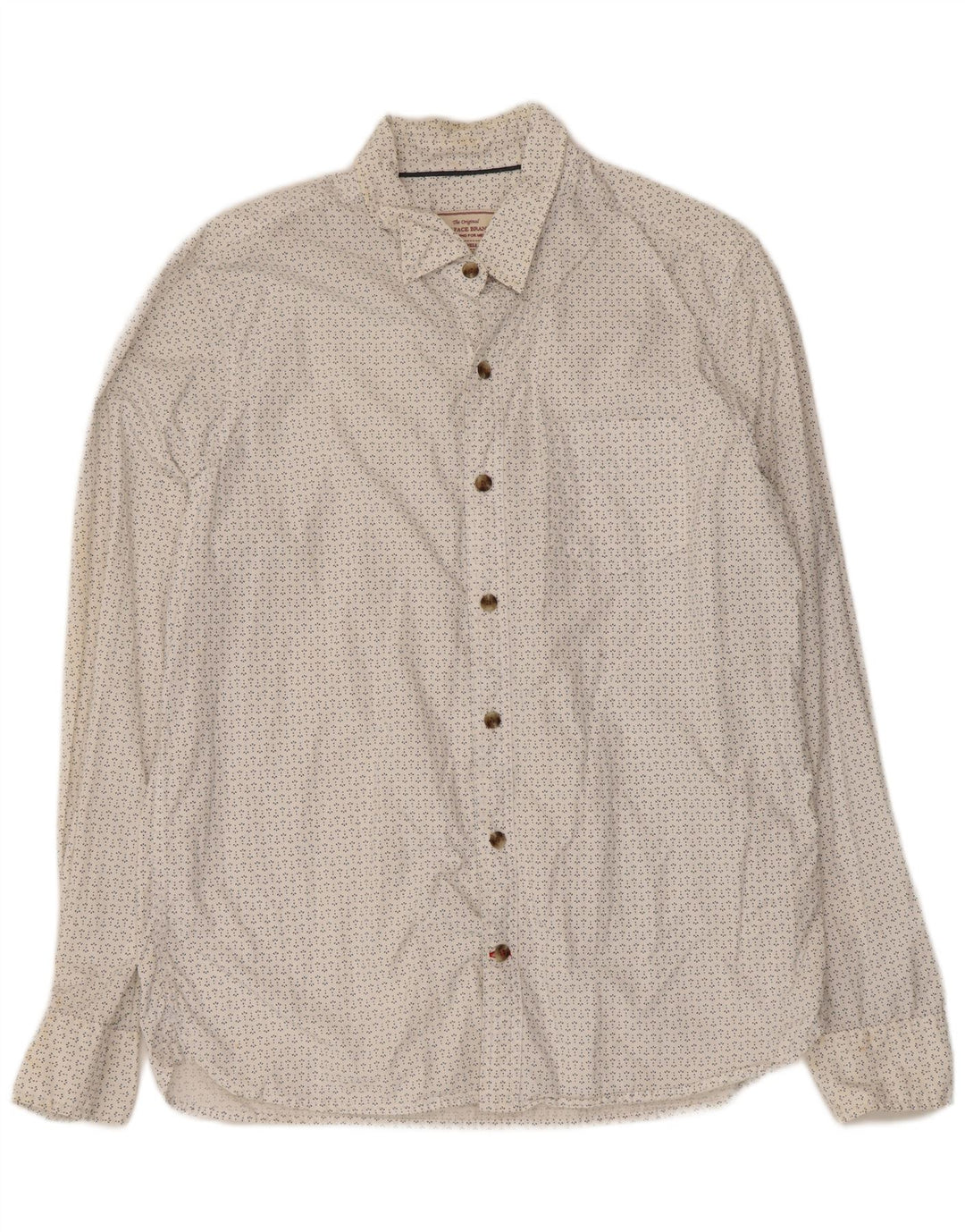 Camisa masculina Fat Face de algodão manchado branco médio